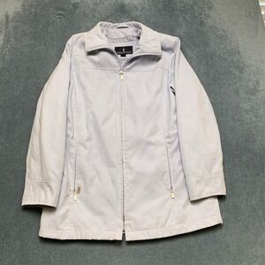 London Fog Jacket Womens Medium Gray Full Zip Pockets Spread Collar Long Sleeve